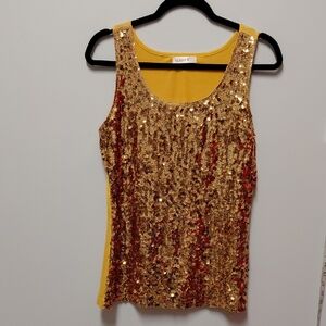 Gold Sequin Tank Top, Size Large